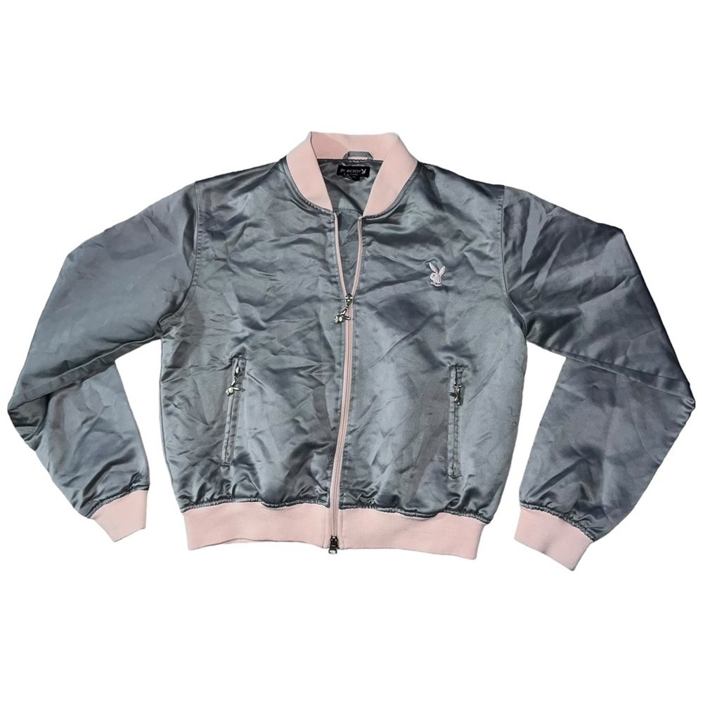 Playboy Women’s Jacket Gray and Pink Size Medium AS IS